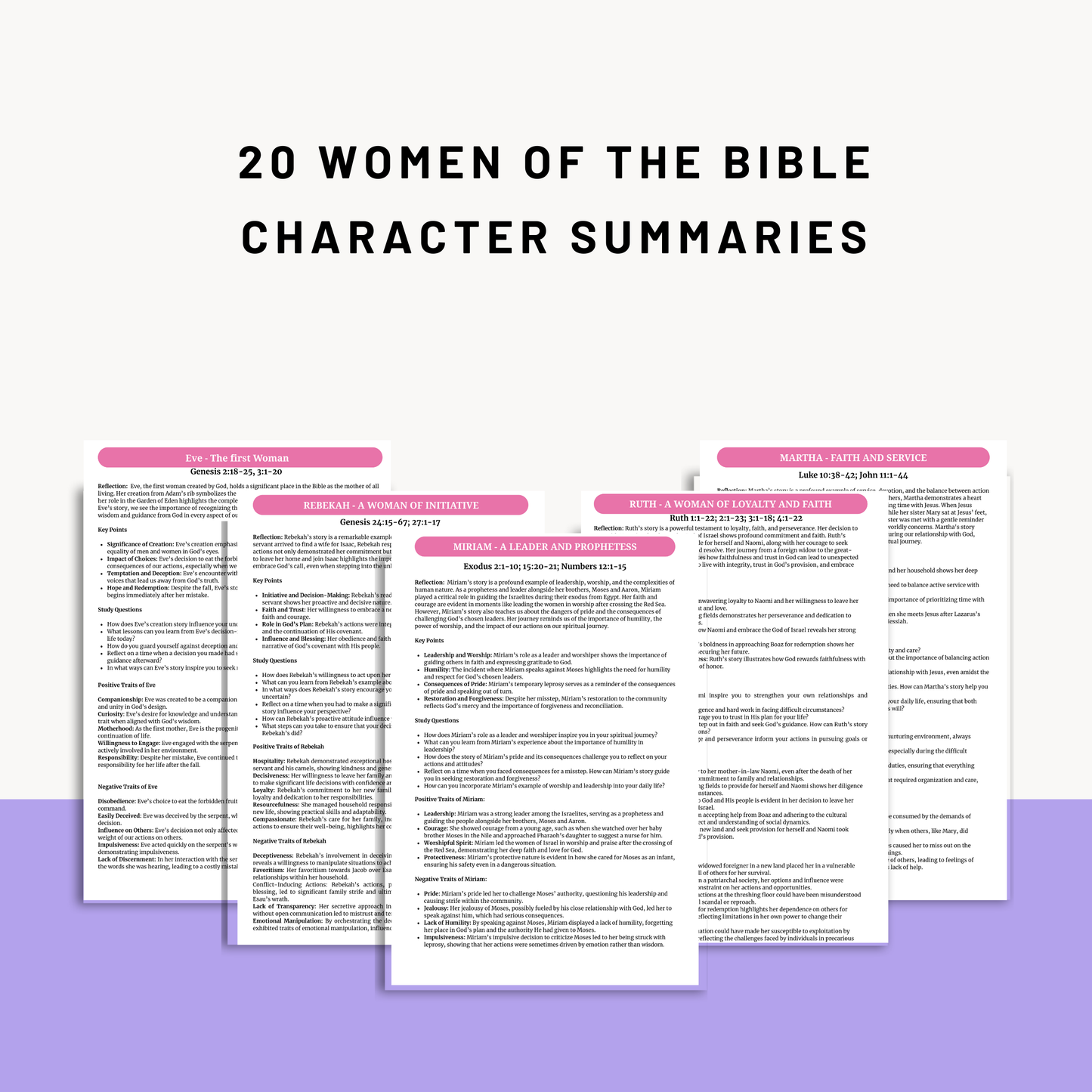 Women of the Bible Inserts