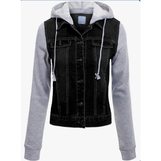 Faith It Black Denim Hoodie